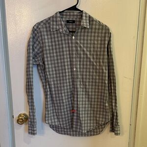 Theory Men's Gray Plaid Button-Down Shirt